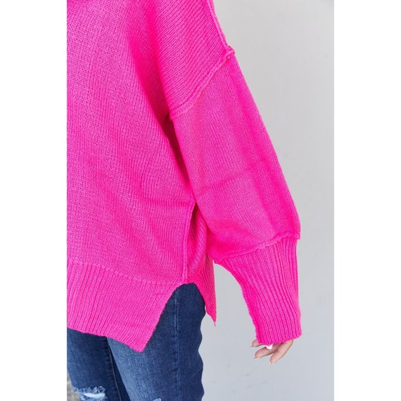 Davi & Dani Hot Pink Reverse Seam Sweater - Picture 7 of 11